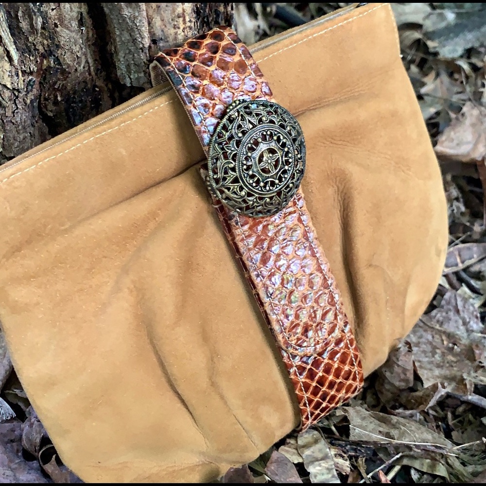 Ornate Suede Boho Clutch